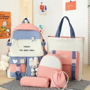 5 Parça Sevimli Sırt Çantası Seti - Pembe / Mavi (Yurt Dışından)