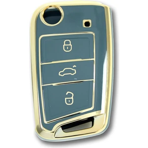 Tekno Dev Market Volkswagen-Seat-Skoda MQB Sustalı Gri Silikon Anahtar Kılıfı