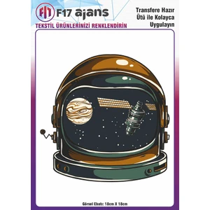 F17 Ajans Ütü ile Yapışan Tekstil Baskı Görseli Astronot
