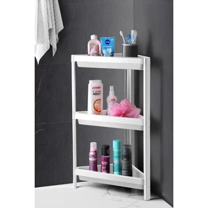 Omaş Household Product Ahir Ticaret Üçgen Raf Ünitesi 3 Katlı Beyaz Köşe Banyo Rafı Düzenleyici
