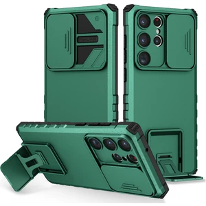 Samsung Galaxy S23 Ultra Pc + Yumuşak Tpu Kamera Sürgülü Telefon Koruyucu Kılıf - Lacivert (Yurt Dışından)