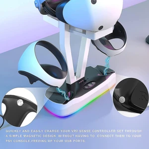 Ps Vr2 Şarj Istasyonu Manyetik Şarj Taban Ps Vr2 Stand Depolama Rafı Rgb Renk Işığı (Yurt Dışından)