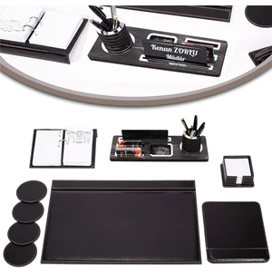 İsimlik Sepeti Atlas Gümüş Deri Sümen Takımı Seti Masa İsimliği Hediye İsimlik