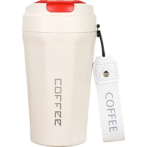 Komple 304 L Çelik Beyaz  410 ml Kahve El Termos Mug CIN398BY
