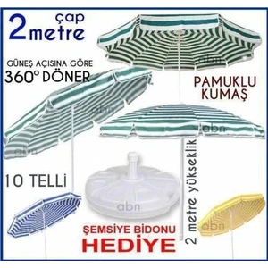 Pamuklu Kumaş Büyük Boy Açı Verilen 2 mt Şemsiye Su Bidonu Beraber Bahçe,balkon,teras,plaj Şemsiyesi