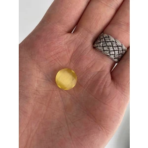 Faset Kesim Kedi Gözü Taş 14MM Sarı 1 Adet
