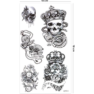 BP Tattoo Kurukafa ve Para Unisex Geçici Dövme