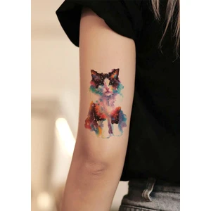 BP Tattoo Renkli Pisicik Geçici Kedi Dövmesi