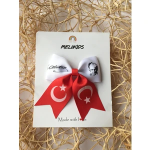 Türk Bayrağı ve Atatürk Imzası Klipsli Toka