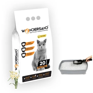 20 Lt Beyaz Bentonit Ince Tane Fulya Kokulu Süper Topaklanan Premium Kedi Kumu