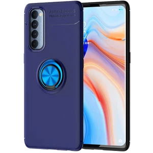 Oppo Reno 4 Pro 4g Kılıf Ravel Yüzüklü Standlı Silikon Kapak-Ankacep