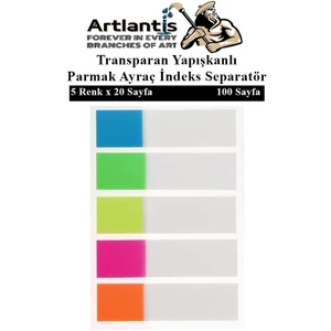Kendinden Yapışkanlı Ayraç Postit 5 Renkli 1 Adet Yapışkanlı Not Kağıdı Transparan Parmak Ayraç Indeks Seperatör 5'li Mini