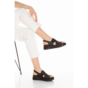 M&B COLLECT İç Dış  Deri Ortopedik Platform Taban Kadın Sandalet