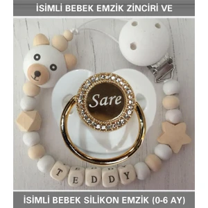 Sahi Aksesuar İsimli Bebek Emzik Zinciri ve Bebek Silikon Emzik