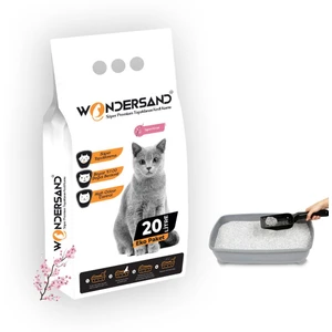 20 Lt Beyaz Bentonit Ince Tane Japon Kirazı Kokulu Süper Topaklanan Premium Kedi Kumu