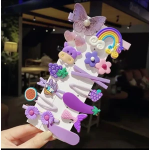 Sheker Home 14 Lü Pens Çıt Çıt Toka Seti - Lila