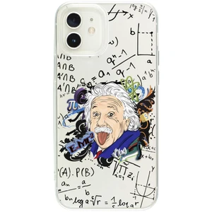iPhone 12 Einstein In Formula Desenli Premium Şeffaf Silikon Kılıf