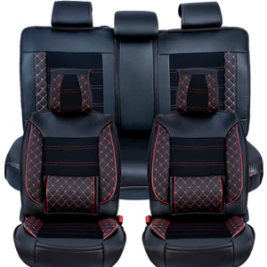 Fiat Linea Lüx Deri Oto Koltuk Kılıfı Ön Arka Takım (Mars) Siyah Kırmızı