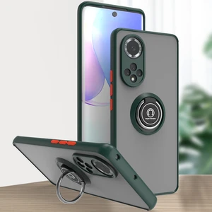 Huawei Nova 9 Için Yüzük Stand Mat Sert Silikon Telefon Kılıfı - Koyu Yeşil (Yurt Dışından)