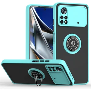 Xiaomi Poco M4 Pro 4g Için Yüzük Stand Mat Sert Silikon Telefon Kılıfı - Açık Mavi (Yurt Dışından)