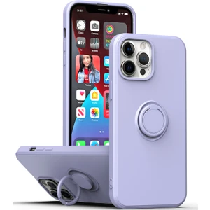 iPhone 13 Için Ince Silikon Yüzük Stand Telefon Kılıfı - Açık Mor (Yurt Dışından)