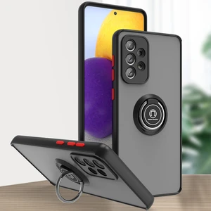 Samsung Galaxy A73 5g Için Yüzük Stand Mat Sert Silikon Telefon Kılıfı - Siyah/kırmızı (Yurt Dışından)