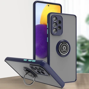 Samsung Galaxy A73 5g Için Yüzük Stand Mat Sert Silikon Telefon Kılıfı - Mavi (Yurt Dışından)