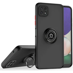 Samsung Galaxy A22 5g Için Yüzük Stand Mat Sert Silikon Telefon Kılıfı - Siyah/kırmızı (Yurt Dışından)