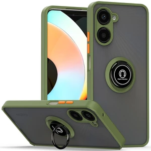 Realme 10 Pro 5g Için Yüzük Stand Mat Sert Silikon Telefon Kılıfı - Yeşil (Yurt Dışından)