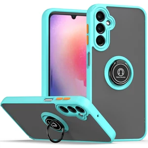 Samsung Galaxy A24 4g Için Yüzük Stand Mat Sert Silikon Telefon Kılıfı - Açık Mavi (Yurt Dışından)