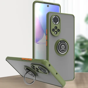 Huawei Nova 9 Için Yüzük Stand Mat Sert Silikon Telefon Kılıfı - Yeşil (Yurt Dışından)