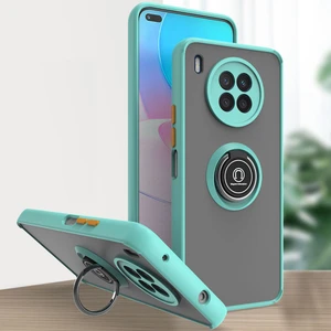 Huawei Nova 8i Için Yüzük Stand Mat Sert Silikon Telefon Kılıfı - Açık Mavi (Yurt Dışından)