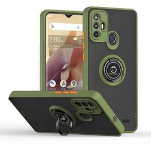 Zte Blade A52 Için Yüzük Stand Mat Sert Silikon Telefon Kılıfı - Yeşil (Yurt Dışından)