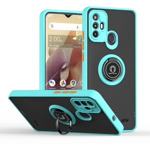 Zte Blade A52 Için Yüzük Stand Mat Sert Silikon Telefon Kılıfı - Açık Mavi (Yurt Dışından)