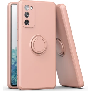 Samsung Galaxy S20 FE/S20 Fe 5G/S20 Fe 2022 Için Ince Silikon Yüzük Stand Telefon Kılıfı - Pembe (Yurt Dışından)