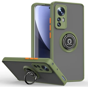 Xiaomi 12 / Xiaomi 12X Için Yüzük Stand Mat Sert Silikon Telefon Kılıfı - Yeşil (Yurt Dışından)