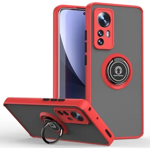 Xiaomi 12 / Xiaomi 12X Için Yüzük Stand Mat Sert Silikon Telefon Kılıfı - Kırmızı (Yurt Dışından)