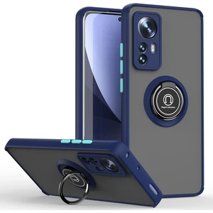 Xiaomi 12 / Xiaomi 12X Için Yüzük Stand Mat Sert Silikon Telefon Kılıfı - Mavi (Yurt Dışından)