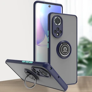 Huawei Nova 9 Için Yüzük Stand Mat Sert Silikon Telefon Kılıfı - Mavi (Yurt Dışından)
