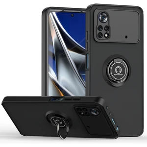 Xiaomi Poco M4 Pro 4g Için Yüzük Stand Mat Sert Silikon Telefon Kılıfı - Siyah (Yurt Dışından)