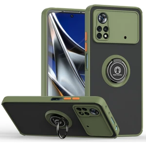 Xiaomi Poco M4 Pro 4g Için Yüzük Stand Mat Sert Silikon Telefon Kılıfı - Yeşil (Yurt Dışından)