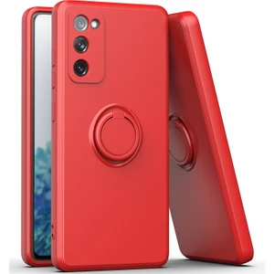Samsung Galaxy S20 FE/S20 Fe 5G/S20 Fe 2022 Için Ince Silikon Yüzük Stand Telefon Kılıfı - Kırmızı (Yurt Dışından)