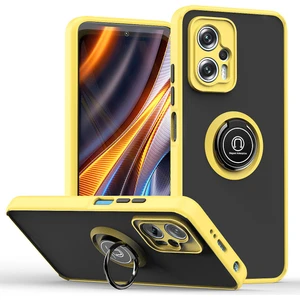 Xiaomi Poco X4 Gt/redmi K50 Gaming Için Yüzük Stand Mat Sert Silikon Telefon Kılıfı - Sarı (Yurt Dışından)