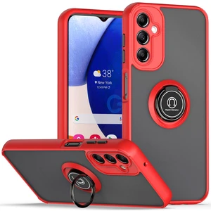 Samsung Galaxy A14 5g Için Yüzük Stand Mat Sert Silikon Telefon Kılıfı - Kırmızı (Yurt Dışından)
