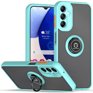 Samsung Galaxy A14 5g Için Yüzük Stand Mat Sert Silikon Telefon Kılıfı - Açık Mavi (Yurt Dışından)