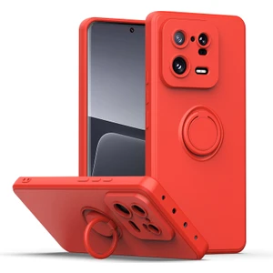 Xiaomi 13 Pro Için Ince Silikon Yüzük Stand Telefon Kılıfı - Kırmızı (Yurt Dışından)