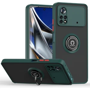 Xiaomi Poco M4 Pro 4g Için Yüzük Stand Mat Sert Silikon Telefon Kılıfı - Koyu Yeşil (Yurt Dışından)