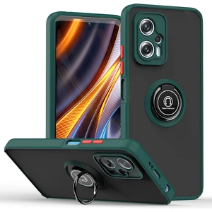 Xiaomi Poco X4 Gt/redmi K50 Gaming Için Yüzük Stand Mat Sert Silikon Telefon Kılıfı - Koyu Yeşil (Yurt Dışından)