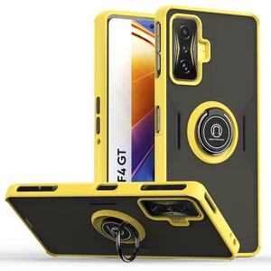 Xiaomi Poco F4 Gt Için Yüzük Stand Mat Sert Silikon Telefon Kılıfı - Sarı (Yurt Dışından)