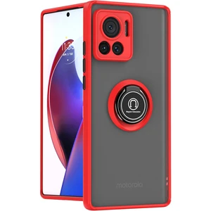 Motorola Edge 30 Ultra Için Yüzük Stand Mat Sert Silikon Telefon Kılıfı - Kırmızı (Yurt Dışından)